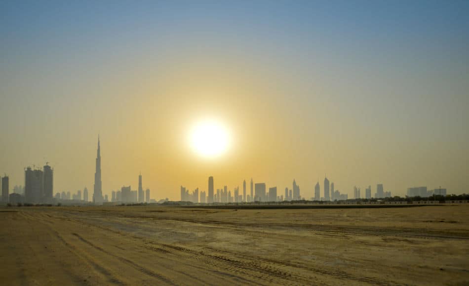 Dubai City Skyline from The Desert | The Vacation Builder